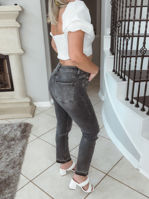 Lovely Gray High Rise Jeans